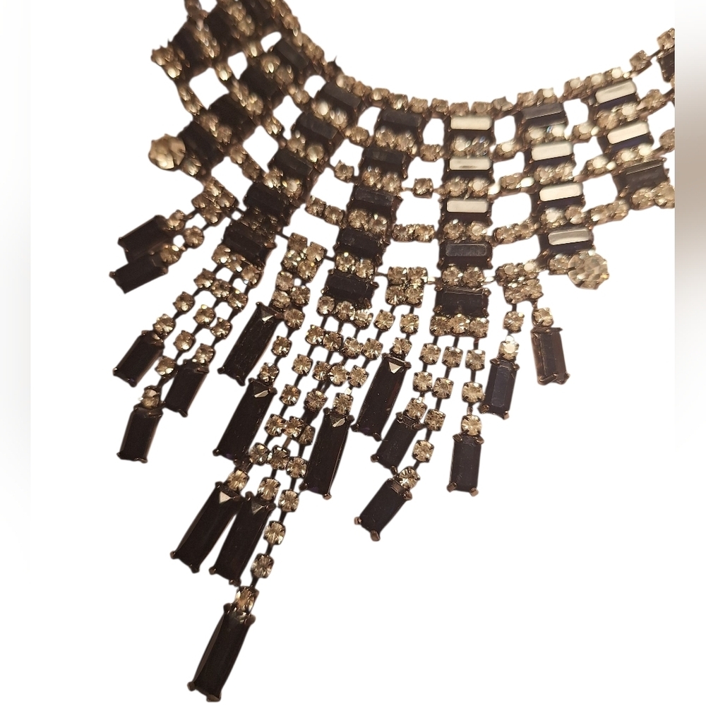 Stunning Black & Gun Metal Maximalist Statement Necklace Some Missing Stones - Picture 3 of 8